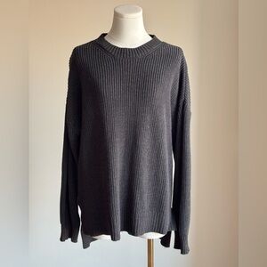 BCBG MaxAzria Charcoal gray Rib Knit Crew Neck Chunky Sweater, Size S